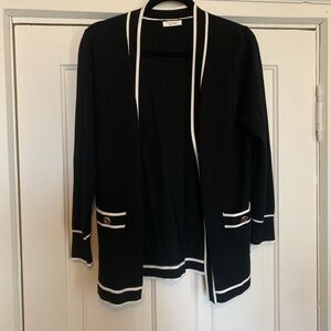 Essentials by Milano Black Cardigan with White Trim